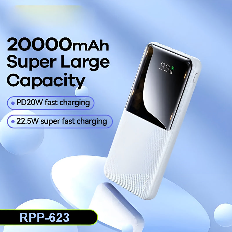 RPP-623 Remax 20000mAh, Multi-Device Compatibility Powerbank (LED, PD20W+QC22.5W Fast Charging)