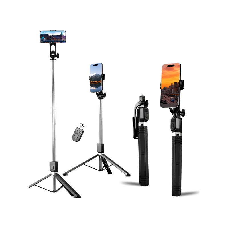 BD-17 Wireless Selfie Stick & Tripod Stand (1.7M, Bluetooth connectivity, foldable)