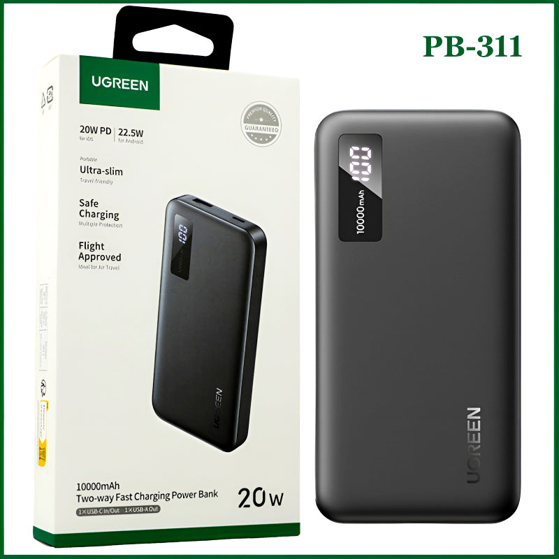 UGREEN PB311 10000mAh, Two-Way Fast Charging, Portable Power Bank (PD 20W)