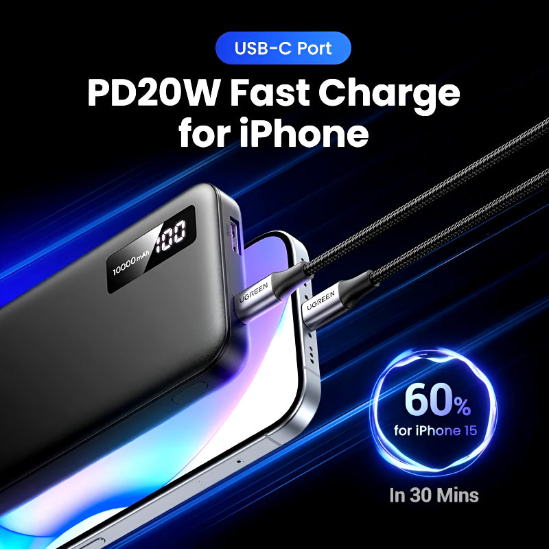 UGREEN PB311 10000mAh, Two-Way Fast Charging, Portable Power Bank (PD 20W)