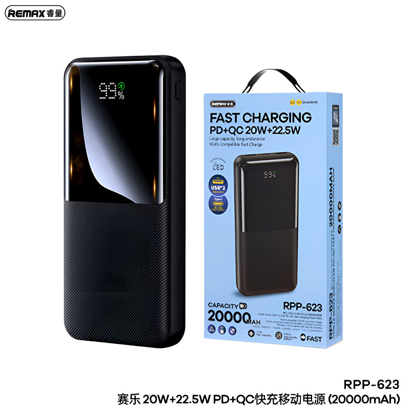 RPP-623 Remax 20000mAh, Multi-Device Compatibility Powerbank (LED, PD20W+QC22.5W Fast Charging)