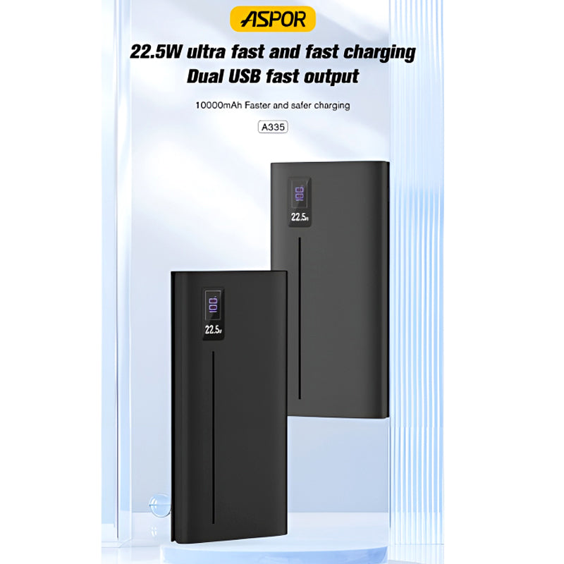 ASPOR A335 10000mAh, Super-Fast Charging Power Bank (PD 22.5W)