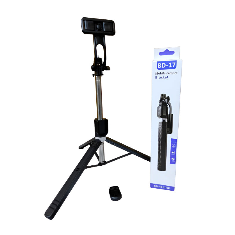 BD-17 Wireless Selfie Stick & Tripod Stand (1.7M, Bluetooth connectivity, foldable)