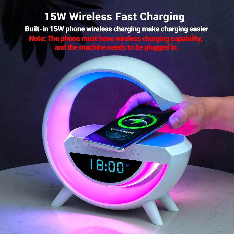 BT-3401 Wireless Phone Charger Bluetooth Speaker (LED, RGB, Alarm, FM)