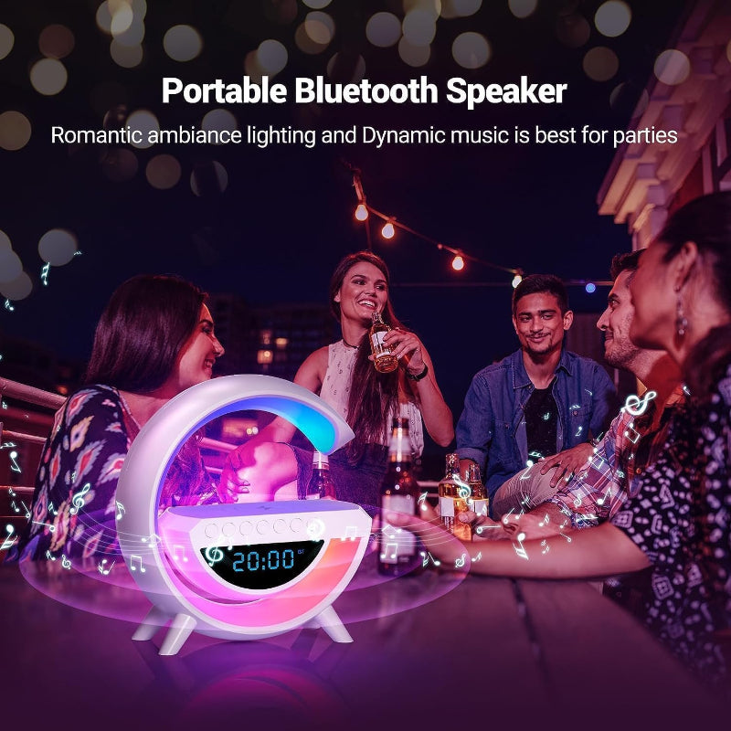 BT-3401 Wireless Phone Charger Bluetooth Speaker (LED, RGB, Alarm, FM)