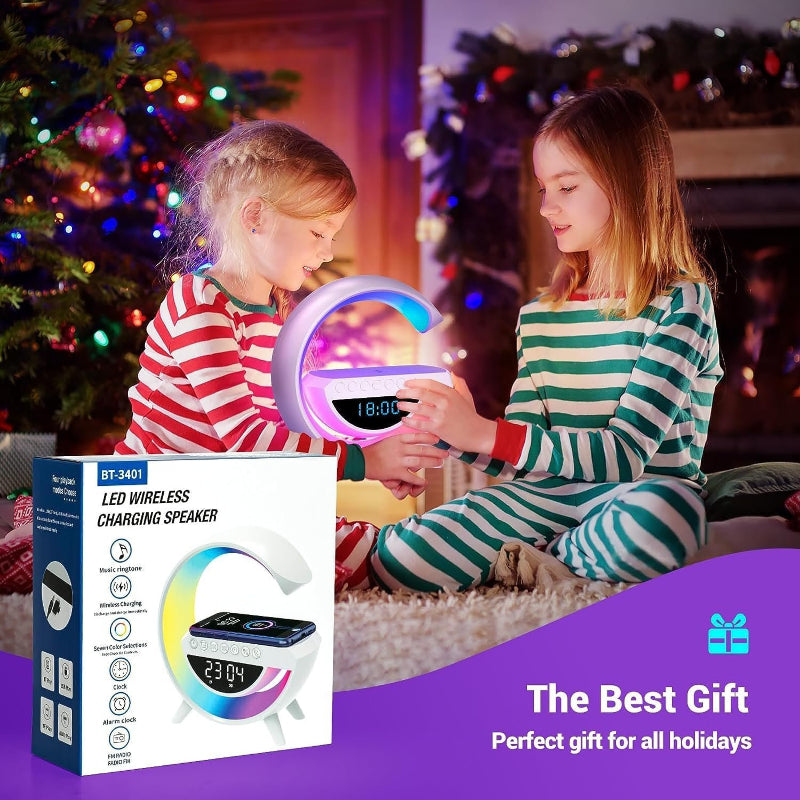 BT-3401 Wireless Phone Charger Bluetooth Speaker (LED, RGB, Alarm, FM)