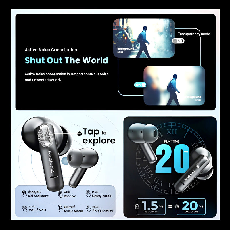 Audionic Trance Airbud 810 (Touch Display, ANC, ENC & 20H Playtime)