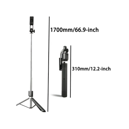 BD-17 Wireless Selfie Stick & Tripod Stand (1.7M, Bluetooth connectivity, foldable)