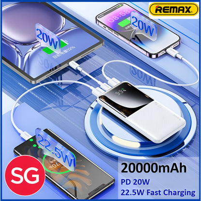 RPP-623 Remax 20000mAh, Multi-Device Compatibility Powerbank (LED, PD20W+QC22.5W Fast Charging)