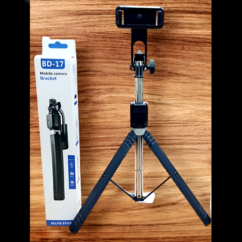 BD-17 Wireless Selfie Stick & Tripod Stand (1.7M, Bluetooth connectivity, foldable)